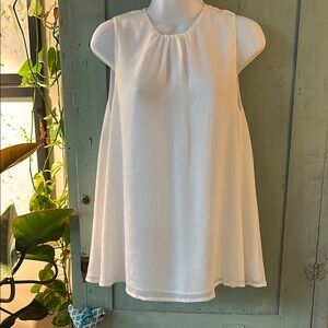 Catherine Malandrino White Shimmery Sleeveless Pleated Tunic